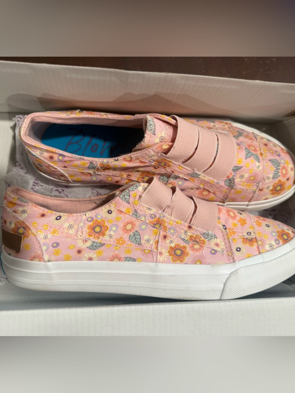 Blowfish Malibu Women's Pink Floral Slip-On Sneakers with Elastic Straps